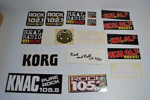 15 Vintage RADIO Station Bumper Stickers Labels Decals KNAC, KLSX, ROCK, KCAL FM