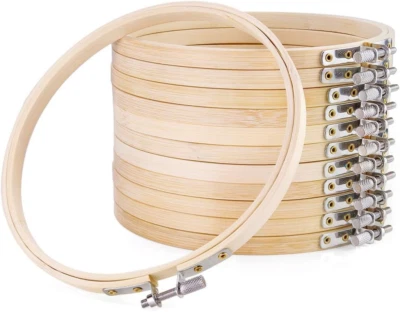 12 Pieces 6 Inch round Embroidery Hoops Wood Circle Cross Stitch Hoop for Embroi - Image 1 of 4