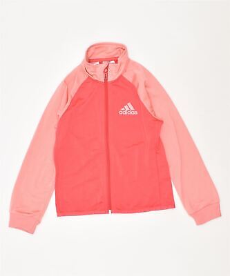 ADIDAS Girls Tracksuit Top Jacket 7-8 Years Pink Polyester GQ04 • 18.38€