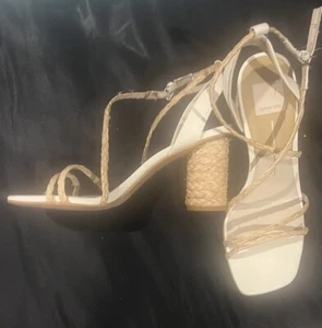 Dolce Vita Damen-Sandalen 8,5 M Nico Raffia Riemen Absatz Wickeloptik 3"-Absatz natur - Bild 1 von 11