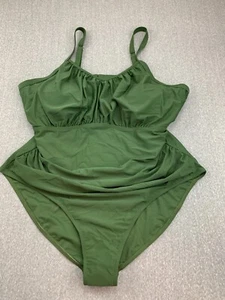 Costume da bagno donna 1 pz verde scollato laterale asiatico 4XL verde setoso dimagrante liscio - Foto 1 di 14