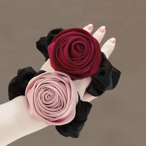 valentine Scrunchies Rose Hair Ties Elastic Hair Band Women Girl Ponytail - Picture 1 of 4