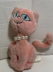 Little Brownie Originals Plush Pink Cat Faux Pearl Necklace Stuffed Animal Plush - Picture 1 of 4