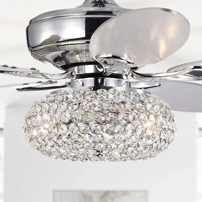 Shelby 52 Inch Crystal Light Shade Ceiling Fan with Remote - Image 1 of 4