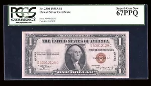 DBR 1935-A $1 Hawaii Superb Gem SC Block Fr. 2300 PCGS 67 PPQ Serial S43012129C - Picture 1 of 2