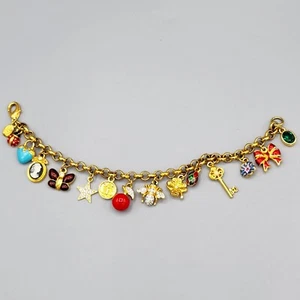 Bracciale Joan Rivers firmato TUTTE LE MIE COSE PREFERITE 14 charm tono oro 8" - Foto 1 di 10