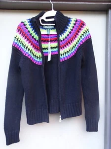 Ralph Lauren Active Sweater Cardigan Rainbow Striped Colorful Retro Full Zip S - Picture 1 of 6
