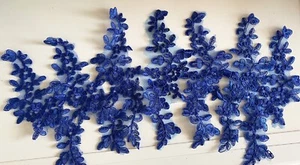 Bundle 7pcs Royal Blue floral lace applique sew on embroidered tulle lace motif - Picture 1 of 7