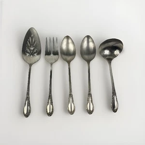 Oneida 1881 Rogers Enchantment Silver Plate Serving Utensils Set of 5 Londontown - Picture 1 of 17