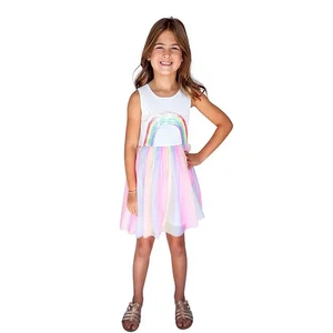 Vestido Tutú Zunie Ombre Arco Iris Lentejuelas Brillante Tul Volantes Falda - Elige Talla - Imagen 1 de 4