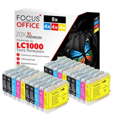 20x PATRONEN kompatibel BROTHER LC1000 DCP 130C 330C 350C 357C 540cn 560cn 750cw - Bild 1 von 4