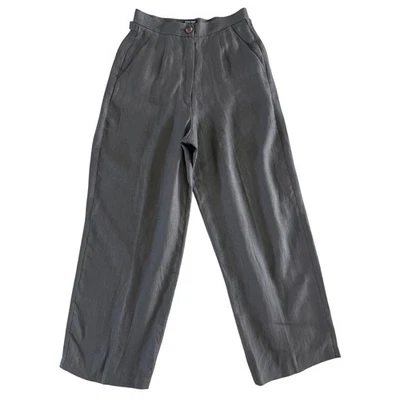 Pantalones Giorgio Armani Mujer 100% Lino Gris Hecho en Italia IT 40 US 4 Foto 1 de 4