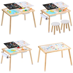 Uimoso Kids Sensory Table Indoor Wooden Play Sand Water Table w/ Double-Sided - Picture 1 of 49