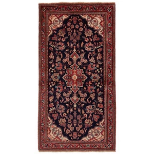 Sarough 125x63 cm Handgeknüpfter Perserteppich Orient Wolle Carpet Läufer Blau - Bild 1 von 6