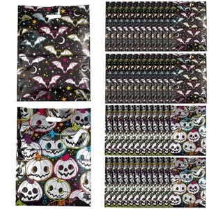 Fun Express Neon Metallic Bats or Pumpkins Plastic Trick-or-Treat Bags, Bulk 50 - Picture 1 of 2