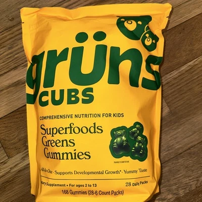 Gruns Cubs Superfoods Gomitas Verdes Para Niños 28 Paquetes, 168 Gomitas Foto 1 de 2