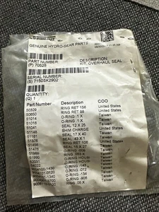 NEW OEM HYDRO GEAR OVERHAUL SEAL KIT 70525 BDP-10A SEAL KIT WITH GASKETS  NOS - Picture 1 of 2