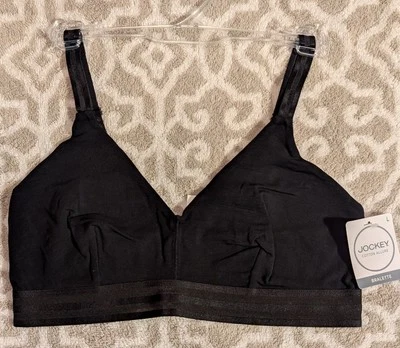 New Jockey Large  Black Cotton Stretch  Pullover Bralette No Underwire No Lining - Image 1 of 4