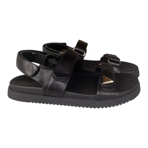 Guess Sandals Black WGWesleys-C Hook & Loop Gold Hardware Triangle Logo 10M - Imagen 1 de 10