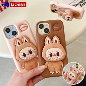 Girl's Cartoon LABUBU Silicone Case Stand Cover For iPhone 16 15 14 13 Pro Max X - Picture 1 of 22