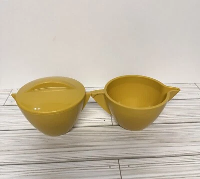 Cream And Sugar Vintage Mid Century Gold Colored Melamine Plastic - Image 1 of 4