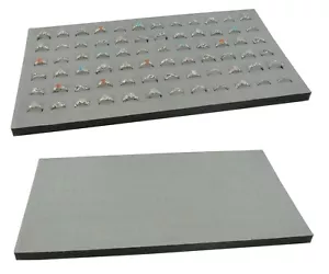 Confezione da due inserti vassoio per display anello grigio 72 slot con tessuto in microfibra gratuito - Foto 1 di 4