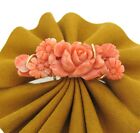 18k Yellow Gold Very Rare Hand Curved Natural Coral Flowers Brooch
