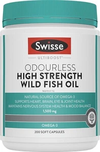 Swisse Ultiboost High Strength Wild Fish Oil 1500mg 200 Capsules Odourless - Picture 1 of 6