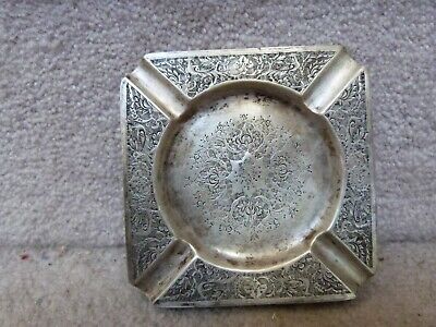 VINTAGE Middle Eastern Persian 84 Silver Hand Chased Ashtray 3.88  116 Grams  • 177.64$