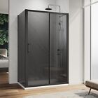Black Shower Enclosure And Tray Sliding Door Wet Room Cubicle 8mm Nano Glass