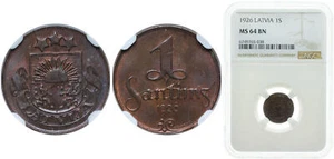 Latvia 1926 1 Santims Bronze NGC MS BN - Picture 1 of 1