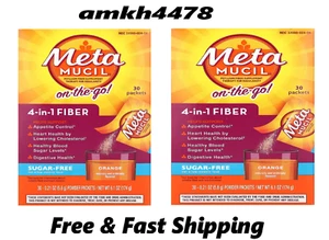 1 Box of 30 Packets: METAMUCIL 4 in 1 Fiber On the Go ORANGE Exp. 01/26 - Picture 1 of 1