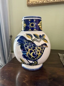 ROYAL COPENHAGEN PORCELAIN VASE BLUE PHEASANT DESIGNER C. JOACHIM DIPINTO MANO - Picture 1 of 14