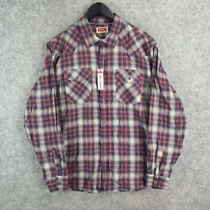 Wrangler Shirt Mens Extra Large TG Red Blue Plaid Button Up Western NEW 10835 - Picture 1 of 13
