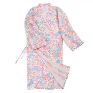 Women Sakura Yukata Kimono Pajamas Cotton Bathrobe Robe Gown Nightwear - Picture 1 of 14