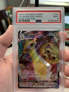 2020 Pokemon Schwert & Schild lebendige Spannung Aegislash Vmax vollständige Kunst #127 PSA 9 - Bild 1 von 2