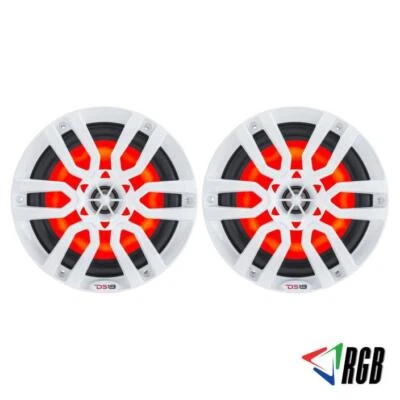 DS18 Hydro NXL8 Marine Speakers 8" White Power Sport RGB LED 1 PAIR 750 Watts