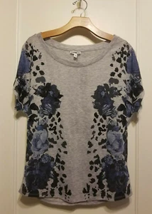 EXPRESS Embellished Top Dolman Sleeves Polyester Gray/Blue Print Size M, NWT - Picture 1 of 11