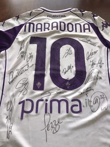 Fiorentina 23/24 Signed Team On Maradona Jersey - Picture 1 of 9