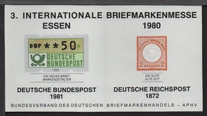 ✔️ GERMANY EXHIBITION BLOCK 1980. ESSEN PHILATELIA - Picture 1 of 1
