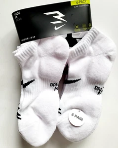 Nike Dri-Fit 6-pack Cushioned Low-cut socks 6pk Size M White 3Brand - Picture 1 of 6