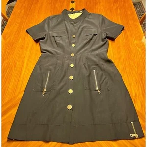 Andrew Marc Minimalist Women's Shirt Dress Lined Size 12 Snap Front Lined A+ - Picture 1 of 4
