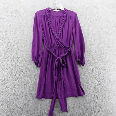 Vestido envolvente sintético de seda Rebecca Taylor talla 6 púrpura para mujer corbata escote trenzado Foto 1 de 4