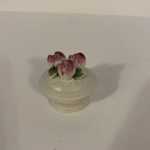 Porcelain Trinket Box, Floral Design Rings Jewelry Spice Miniature - Foto 1 di 5