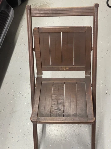 Vintage Wood Grange Folding Chair Nicely Constructed nice weight old brackets Cover