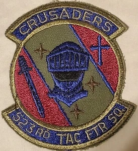 USAF AIR FORCE 523. TAKTISCHES FLUGZEUGGESCHWADER AUFNÄHER GEDÄMPFT VTG ORG MILITÄR  - Bild 1 von 2
