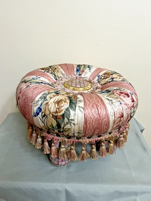 Vintage MacKenzie Childs Tuffet Ottoman - Image 1 of 4