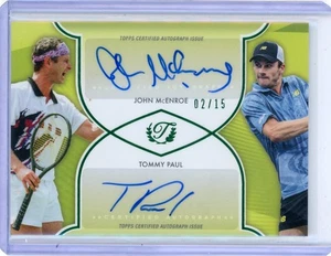 2025 TOPPS TRIUMPHANT TENNIS DUAL AUTOGRAPH #02/15 John McEnro & Tommy Paul - Picture 1 of 2