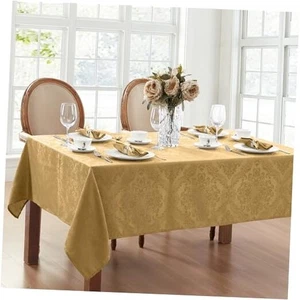 Home Fashions Caiden Elegance 102" x 60" (Rectangular) Gold Tablecloth (1) - Picture 1 of 7