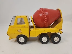 1970's Tiny Tonka Pressed Steel Cement Mixer Truck Yellow  Red Tilts Toy 5" - Picture 1 of 11